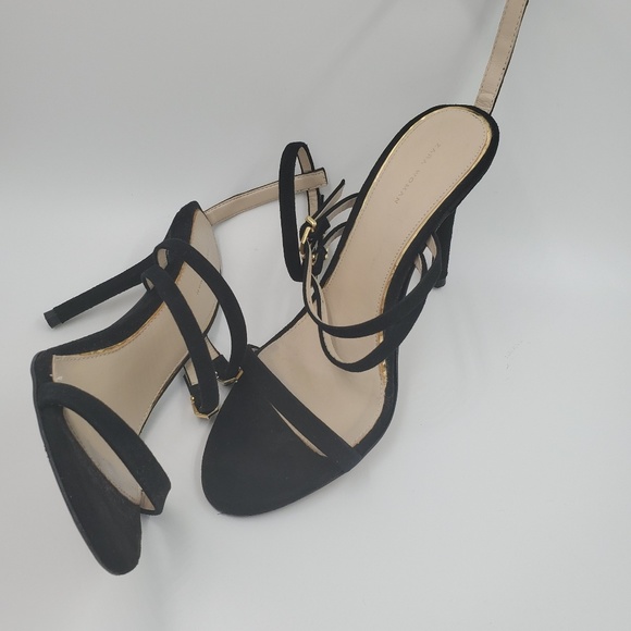 Zara Shoes - Zara Black Suede Ankle Strap Heels Sandals